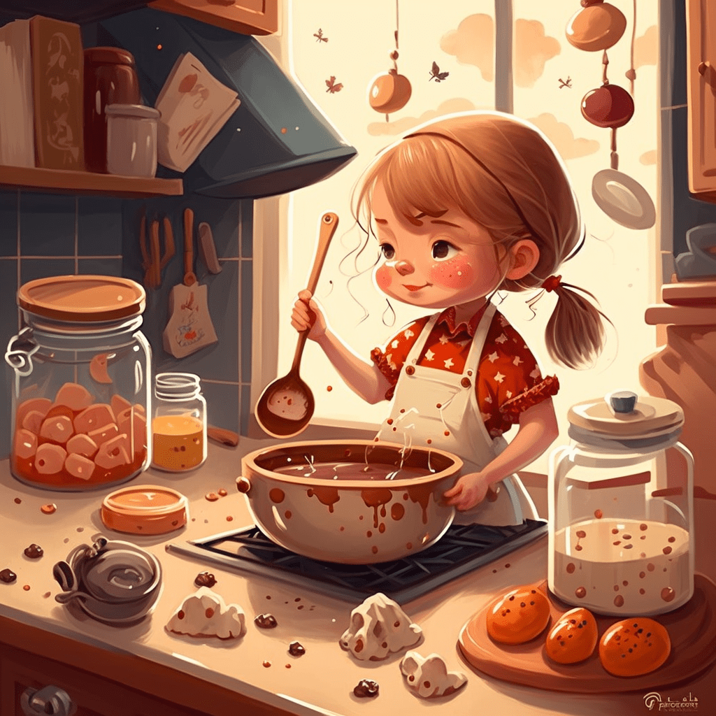 A girl cooking in the kitchen