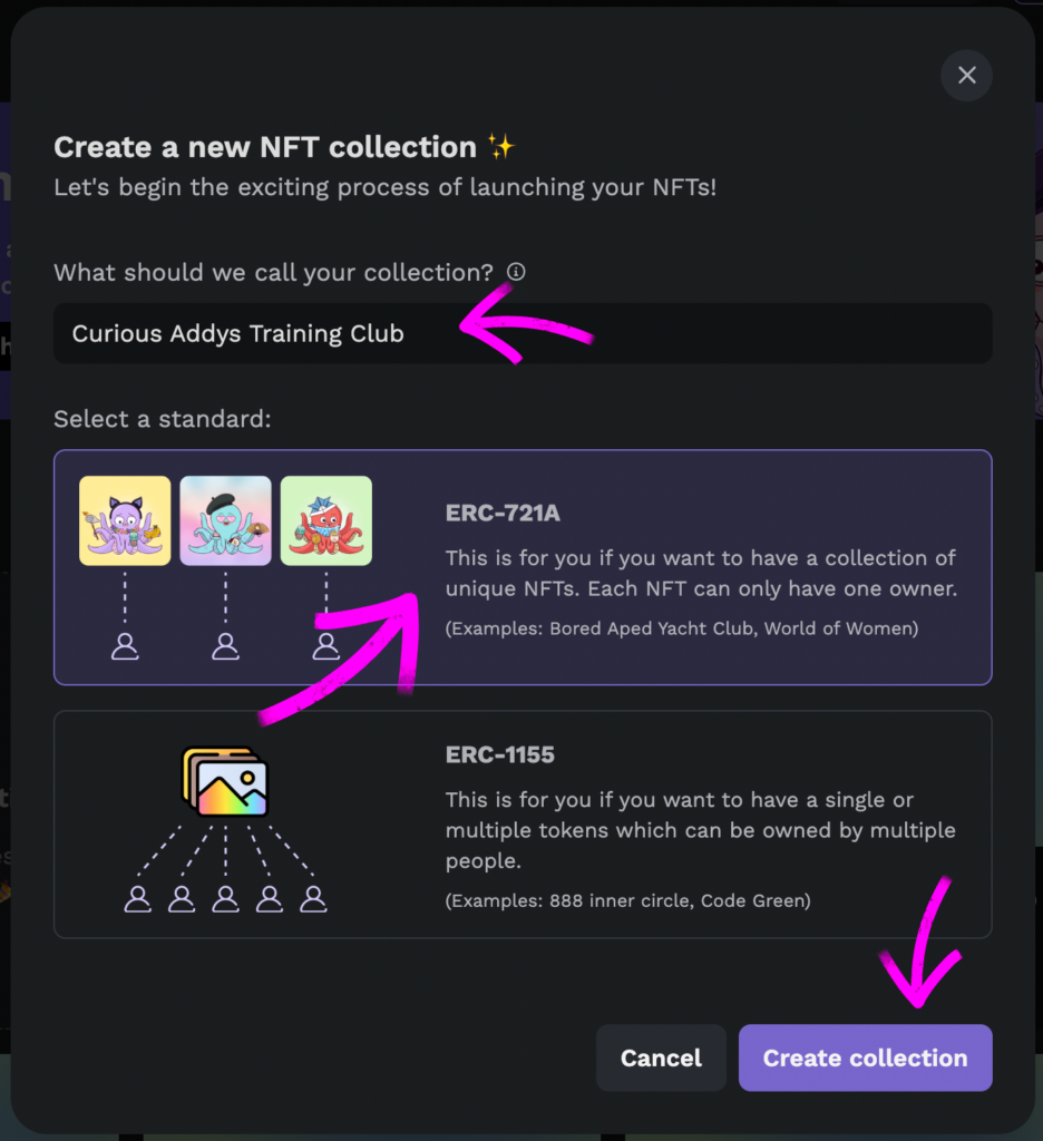 Tutorial showing how to create a new NFT collection - 721a