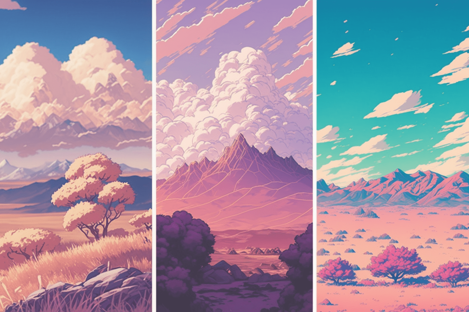 Pastel landscape collage