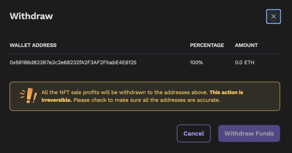 Withdraw Funds Screen